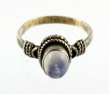 Vintage Sterling Silver Moonstone Cabochon Solitaire Ring 925 Size 5.75 2.5g