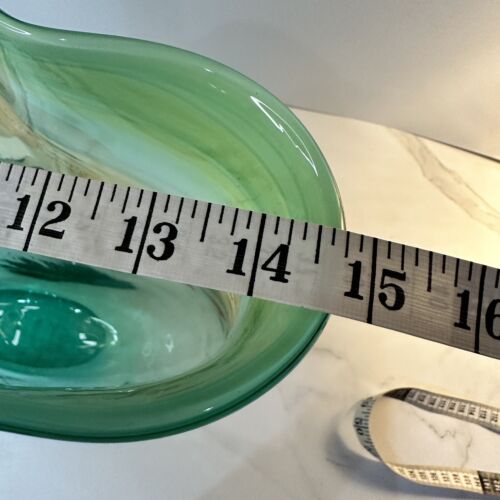 Vintage Art Glass Green With Embellishments Detail Floor Retro Beautiful Heavy - Picture 14 of 16