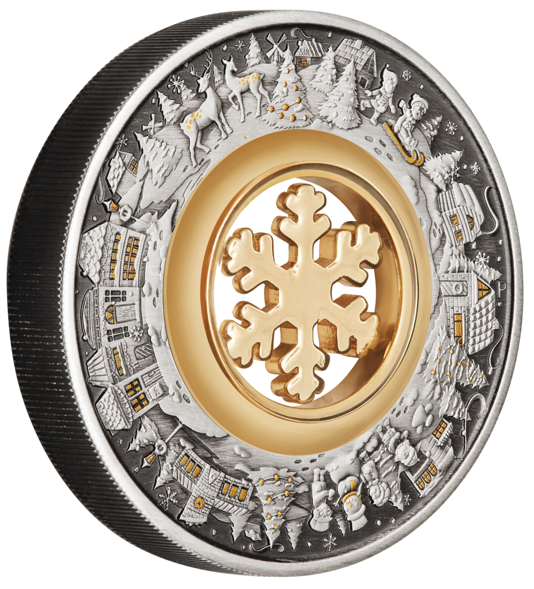 2オンス銅貨 2021 CHRISTMAS WONDERLAND $2 2oz Silver Antiqued Coin 24k