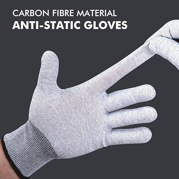 1/2 Grey Vinyl Wrap Gloves, Professional Carbon Fiber AntiStatic Tint