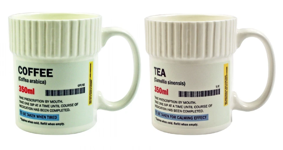Pill Pot Shaped Tea Coffee Chocolate Ceramic Mug Funny Prescription Pharmacy Tag