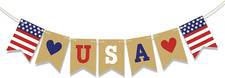 USA Banner Patriotic Garland 4Th of July Banner for Memorial Day Decorations Ind