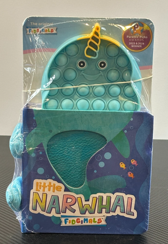 Fidgimals Little Narwhal Ocean Baby Book Sensory Board Book w/ Pop It Fidget Toy