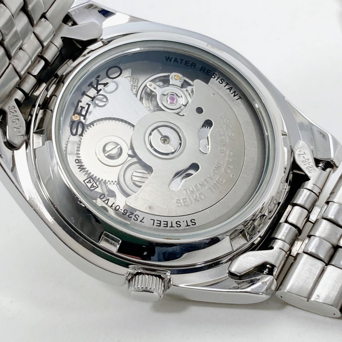 SEIKO 5 Automatic Silver tone 21 Jewels Day Date Mens Watch 7S26 