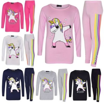 Tuta Bambina Unicorn Dab - Top Con Cappuccio E Legging, Loungewear In Viscosa, Taglie 7-13 Anni - Foto 7