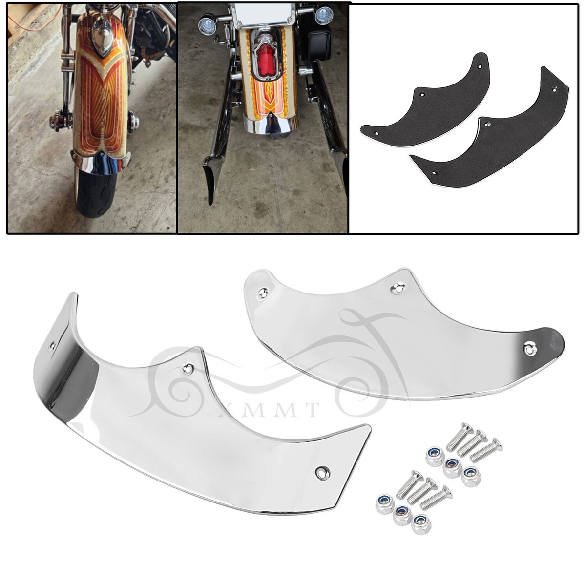 Chrome Motorcycle Front Rear Fender Tip Trim For Harley Fat Boy
