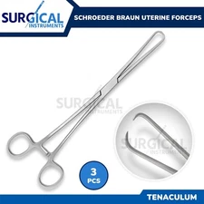 3 Pcs Schroeder Tenaculum Forceps 9.50" Surgical Stainless Steel German Grade