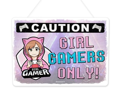 Mädchen Gamer nur Gaming weiblich Türschild Wandschild Geschenk Spielekonsole Computer