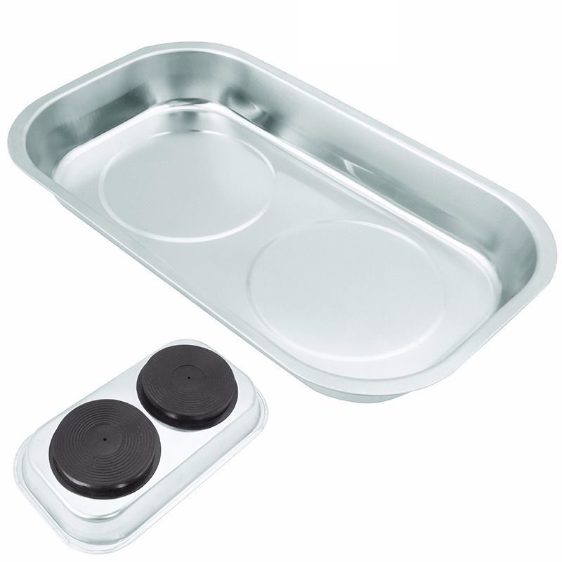 9-1/2 in. x 5-1/2 in. Magnetic Stainless Steel Parts Tray 9-1/2 in. x 5-1/2 in. Magnetic Stainless Steel Parts Tray