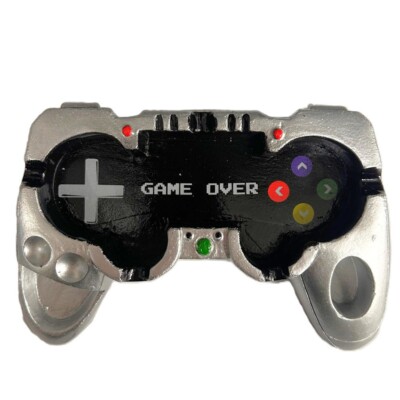 Game Over Controller Aschenbecher Silber Schwarz Retro Gamer Geschenk Konsole Design
