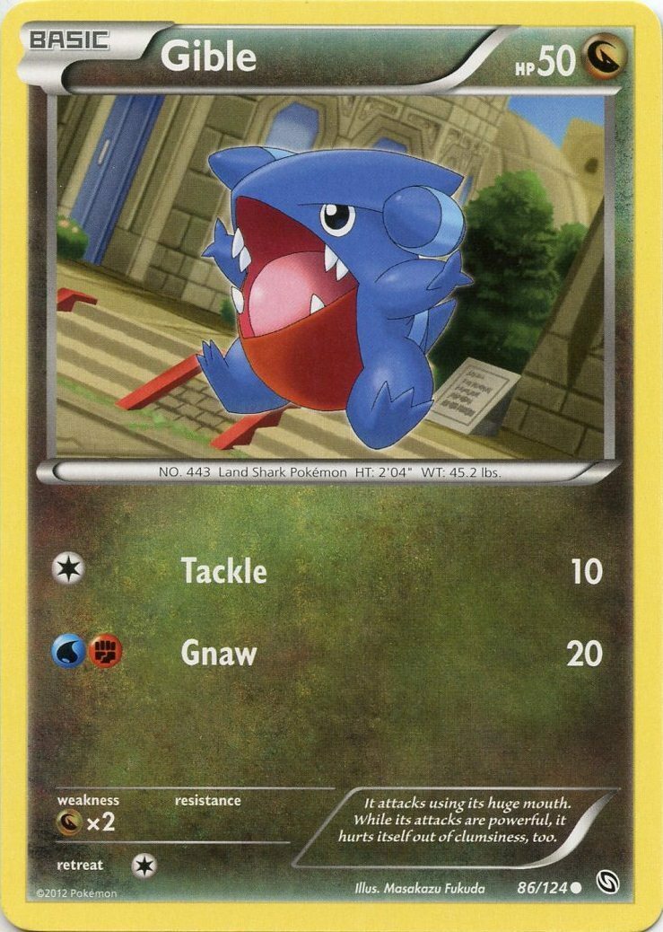 Gible - 86/124 - Common NM, English Pokemon Dragons Exalted