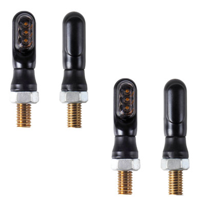 4x LED universal Miniblinker ''ultra Mini'' schwarz + getönt, 12V Motorrad Dark