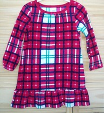 GYMBOREE Red Plaid Fleece Nightgown Gown Girl's Size 2T Holiday Christmas l/s 