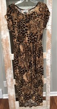 Yidarton Women's Casual Short Sleeve Long Maxi Dress Cheetah Leopard Brown Tan M