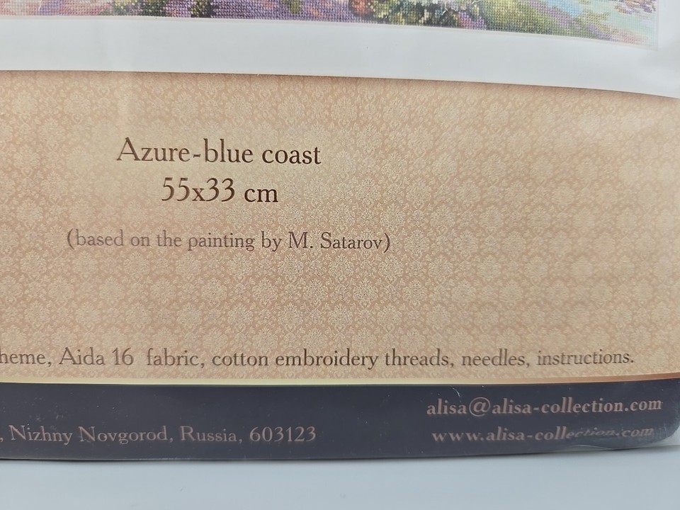 Alisa Cross Stitch Kit Azure Blue Coast Water Boat Garden Ocean Artist M.Satarov eBay