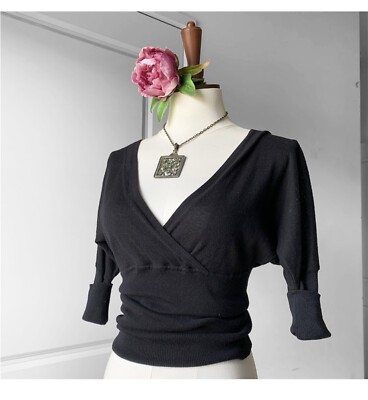 MANGO BASICS Wrap Top Black