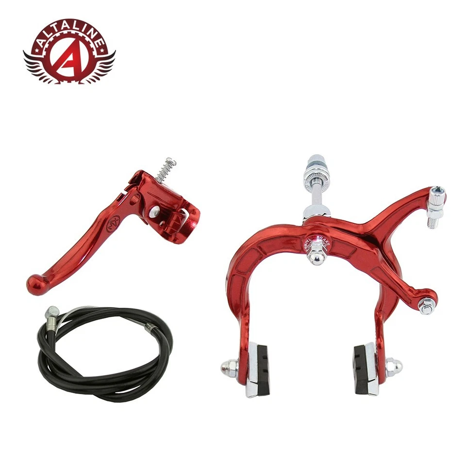 ALTALINE Bicycle Brake BMX FRONT & REAR SET RED Alloy Bike Caliper Cable Lever - Image 2 of 3