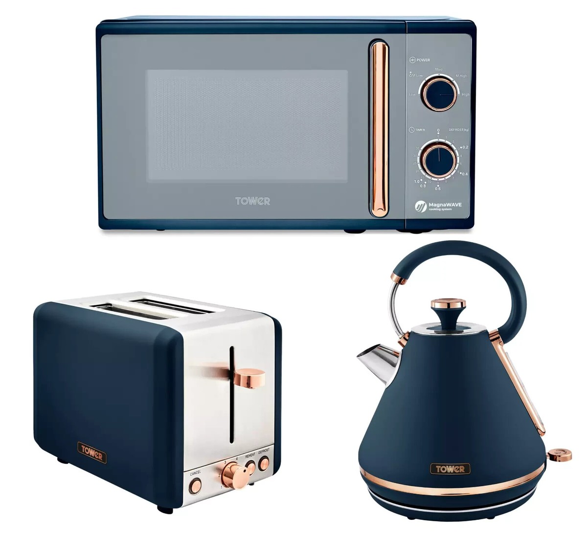 Navy Blue Morphy Richards Kettle Blue And Rose Gold Midnight Blue