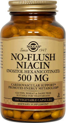 Solgar No-Flush Niacin 500mg 100 Vegetable Capsules Vitamin B3