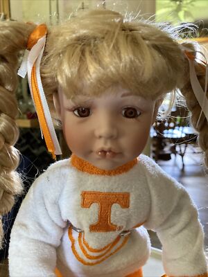 Vintage Porcelain University Of Tennessee Doll Cheerleader Game