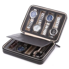 8-Grids Luxury Watch Storage Bag Carry Box Men Women Watch Display Case PU