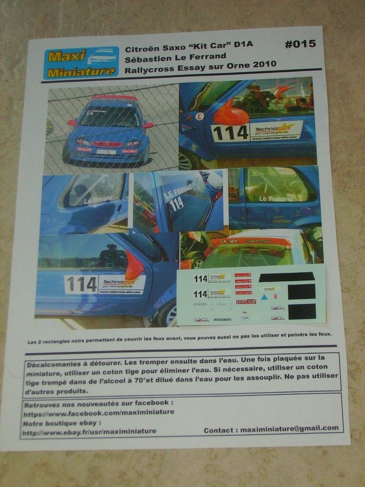 Décals 1/43e Citroën Saxo 