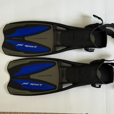 ScubaPro Jet Sport Adjustable Dive Fins - Blue/Black/Gray Size M 8-10 