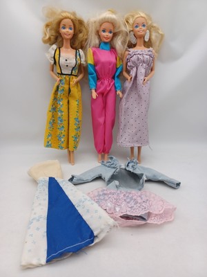 Lot of 3 Mattel Barbie dolls & Extra Clothes - IDs Unknown