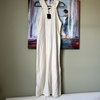 Massimo Dutti Sz L Ivory Off White Sleeveless Summer Long Maxi Dress NWT 