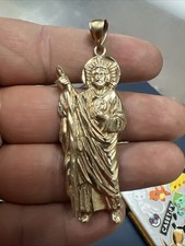 Dije colgante de oro amarillo macizo de 10 quilates San Judas Juditas St Saint Jude 8,1 g