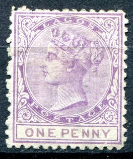 (329) VERY GOOD NIGERIA 1874 "LAGOS" 1d PALE LILAC MAUVE SG1 MOUNTED MINT