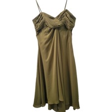 David  s Bridal Green Olive Chiffon Dress With Removable Straps Size 12