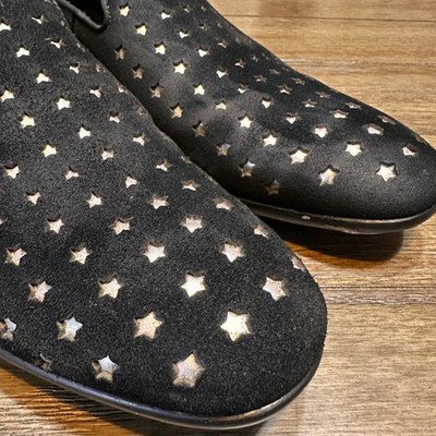 Aldo Black Suede Star Appliqué Loafers ALDO Mens Black Suede Star Perforated Slip On Loafers Size 8  main image 4