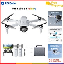 GPS Drone Dual 4K UHD Cameras WiFi FPV Foldable 50 Min Flight Range