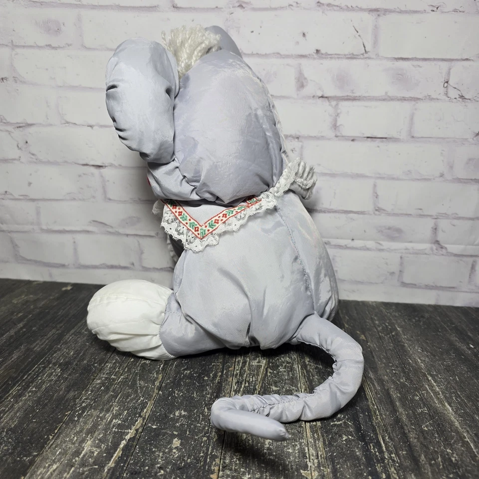 Puffalump Christmas Mouse 🐁 Fisher Price 12" Plush Gray Candy Cane 1987 8016 - Image 2 of 4