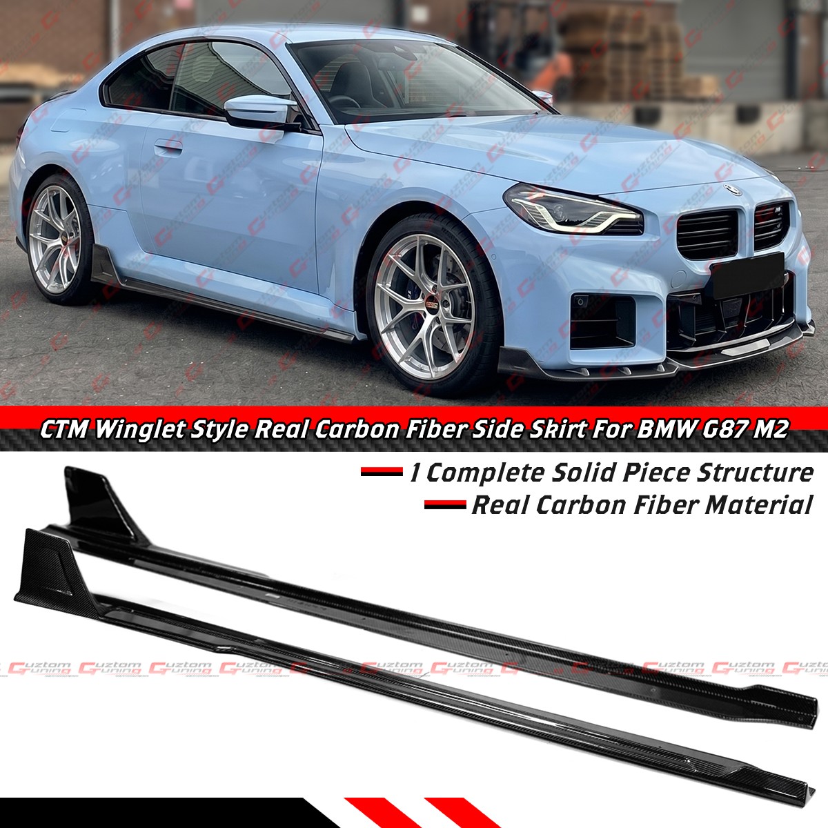 For 2023-26 BMW G87 M2 CTM Winglet Style Real Carbon Fiber Side