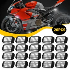 20PC Waterproof LED Underglow Underbody Glow Lamp Pure White LED Rock Lights K2