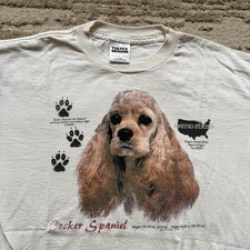 Vintage Cocker Spaniel Dog Tee Men  s Large Tultex Wild Side Nature Puppy USA US