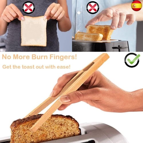 YiXuTag 4 Piezas Pinzas de Bambú Pinzas de Madera Tostadas Pinzas de Cocina de