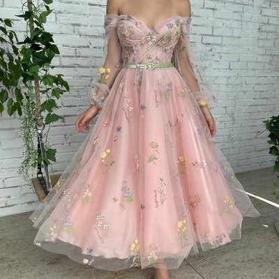Teuta Matoshi Pastel Castle Off The Shoulder Midi Princess Dress Made to Measure