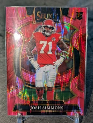 Josh Simmons 2025 Panini Select Pink Prizm Shock Rookie Card Kansas City Chiefs - Bild 1 von 2