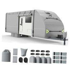 RV Cover, 27-30 FT Heavy Duty Travel Trailer Cover with 8 Layers Corner,