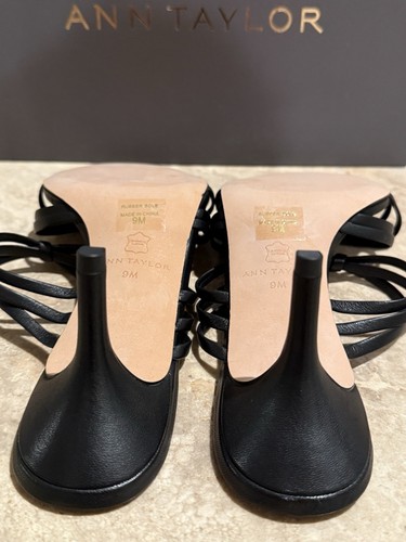 Ann Taylor Ellis Leather Knot Heeled Sandals Black Size 9 *New in Box - Picture 15 of 23