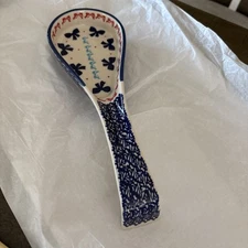 Polish Pottery 12-Inch Long Spoon Rest from Zaklady Boleslawiec