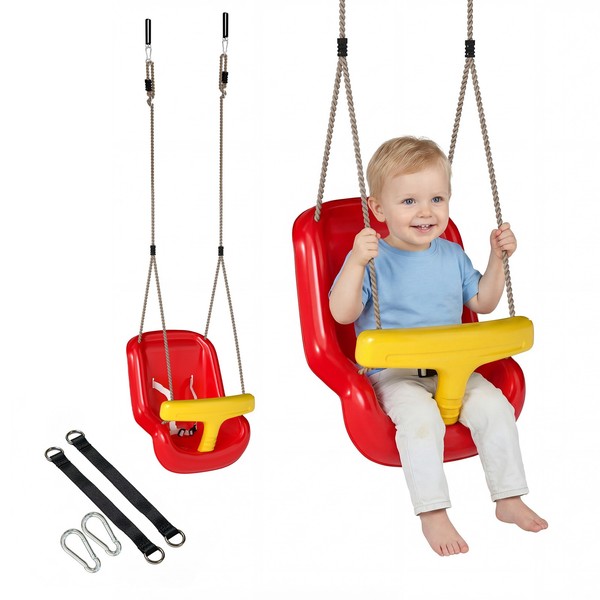 Babyschaukel Kinderschaukel Verstellbar Mitwachsend Babysitz Mit RüCkenlehne-image