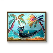 10"x8" Paper  Abstract Beach Cat Original Art Expressionism Design Home Art