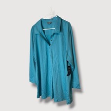 Catherines Aquamarine Blue Rivet Trimmed Popover Shirt Dress Size 2X New