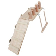 Khaki Wood Ladder and Platform Hamster Cage Toy Durable DIY Small Pet Stand