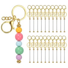 20Pcs, Beadable Keychains DIY Beaded Keychain Making Kit Gold