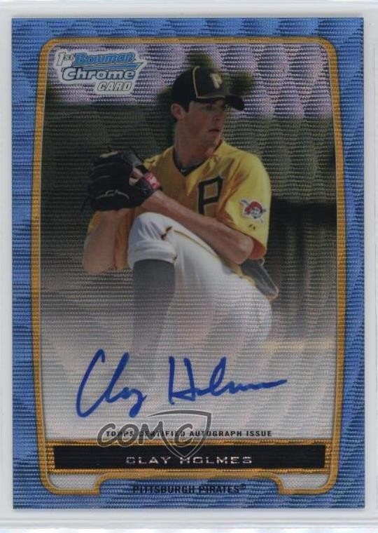 2012 Bowman Chrome Prospects Blue Wave Refractor 17/50 Clay Holmes Auto 5w7